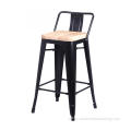 Wood seat Barstool tolix chair low backrest replica